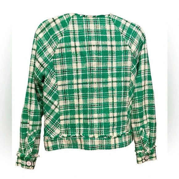 Cabi Sophia Green Plaid Tweed Button Up Library Jacket Size M - Picture 4 of 9